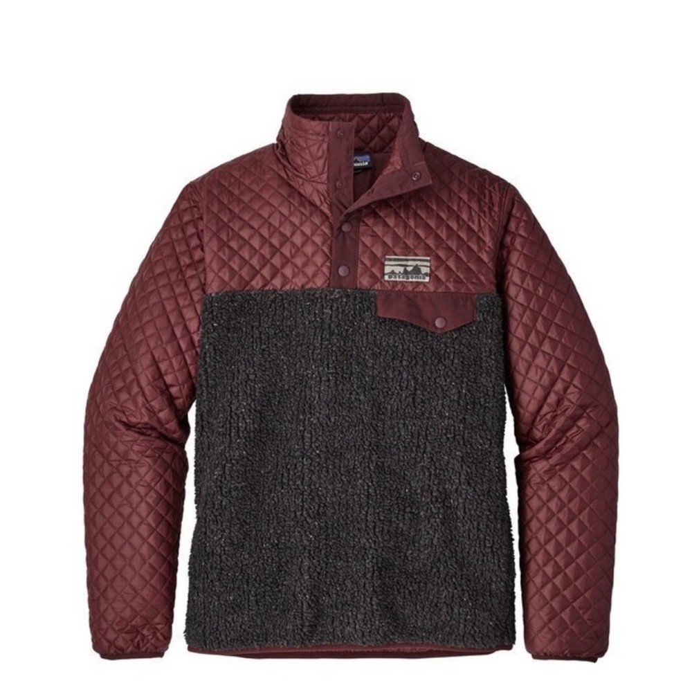 Patagonia mixed media quilted drumfire Synchilla Snap-T Fleece Pullover small